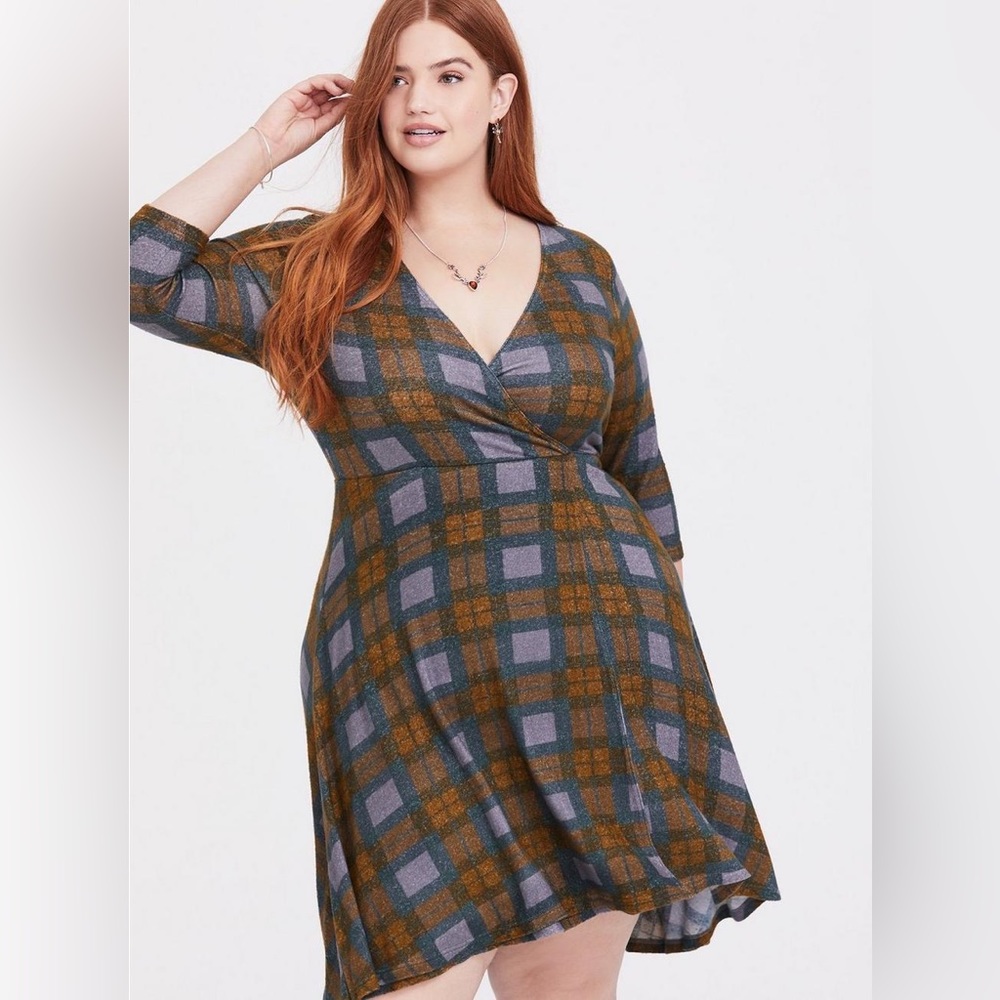 Outlander Tartan Plaid Hacci Wrap Dress 1X